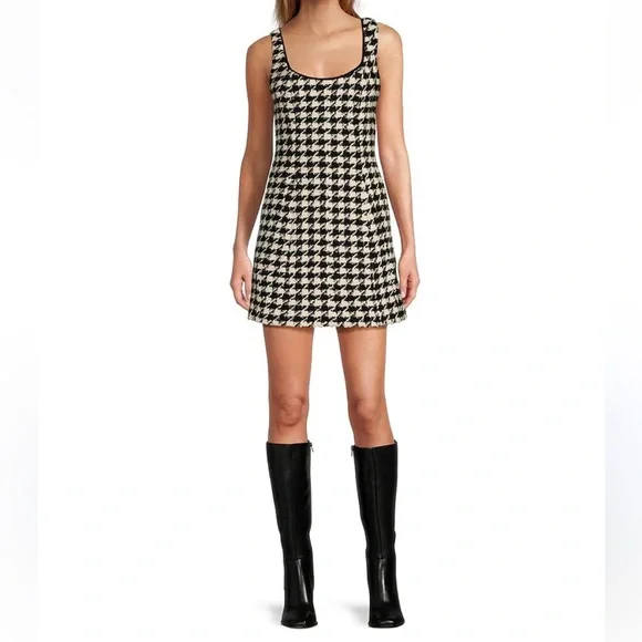 ANTONIO MELANI MACY DRESS WOOL BLEND SHEATH SLEEVELESS HOUNDSTOOTH SIZE 8 US - Picture 1 of 11